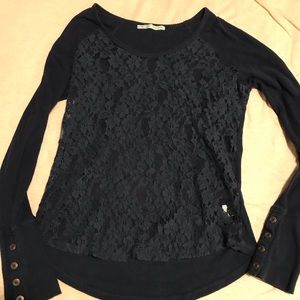Lace front long sleeve shirt